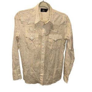 Ralph Lauren DOUBLE RR VINTAGE western rodeo cream semi sheer diamond top 2